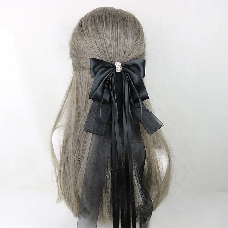 Ribbon Bow Headband With Hairpins Wide Hair Hoop Lace Ruffled Tassels Hair Bands Sweet Hair Accessories