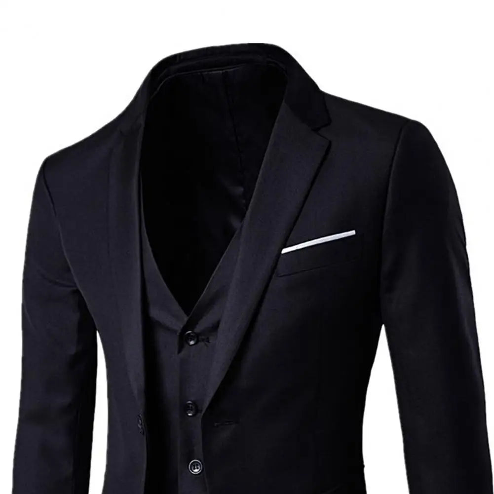 1 Set Vest Pants Set Solid Color Style Single Breasted Vest Coat Zipper Closure Trousers