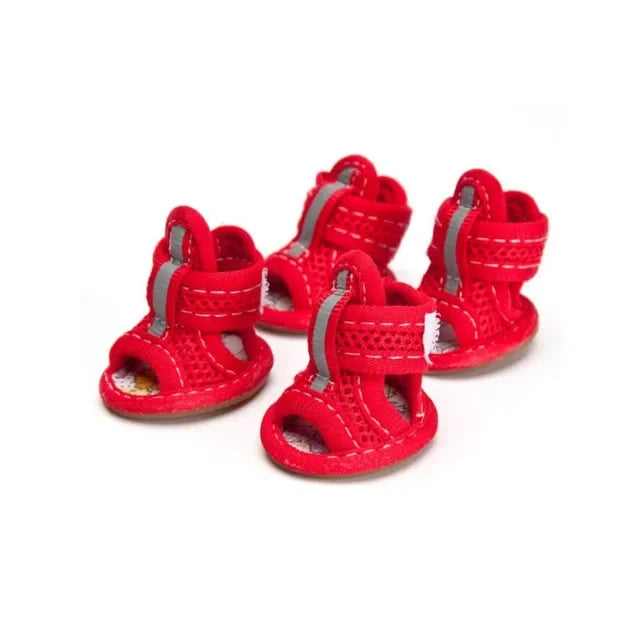 4PCS/set  Non-slip Summer Dog Shoes Breathable Sandals for Small Dogs Pet Dog Socks Sneakers for Dogs Puppy  Shoes Boots