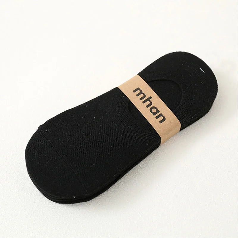 5Pair / Lot Fashion Happy Men Boat Socks Summer Autumn Non-slip Silicone Invisible Cotton Socks Male Ankle Sock Slippers