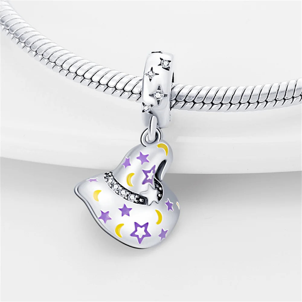 925 Sterling Silver Halloween Colored Magic Hat Beads Fit Pandora Original Bracelet