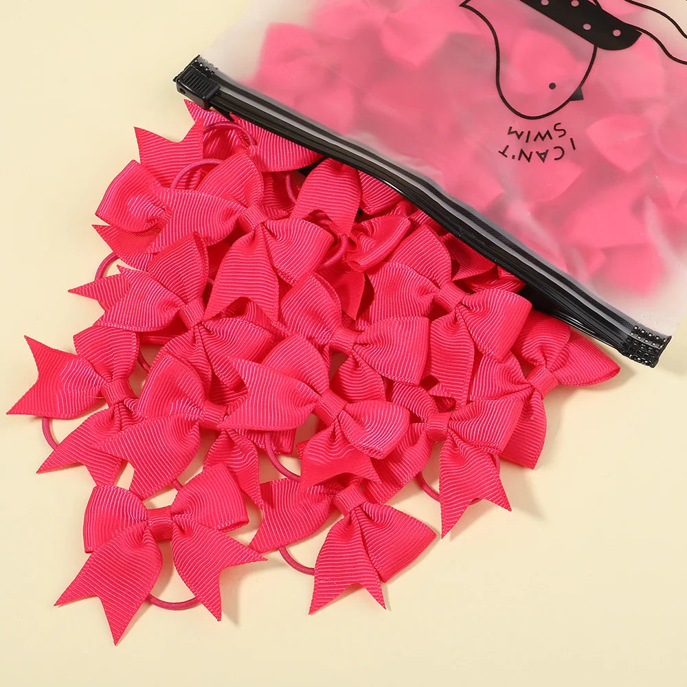 5/10/20Pcs Mini Solid Bows Elastic Hair Bands Small Rubber Band Hair Rope Ponytail Holder Headwear Hair Accessories
