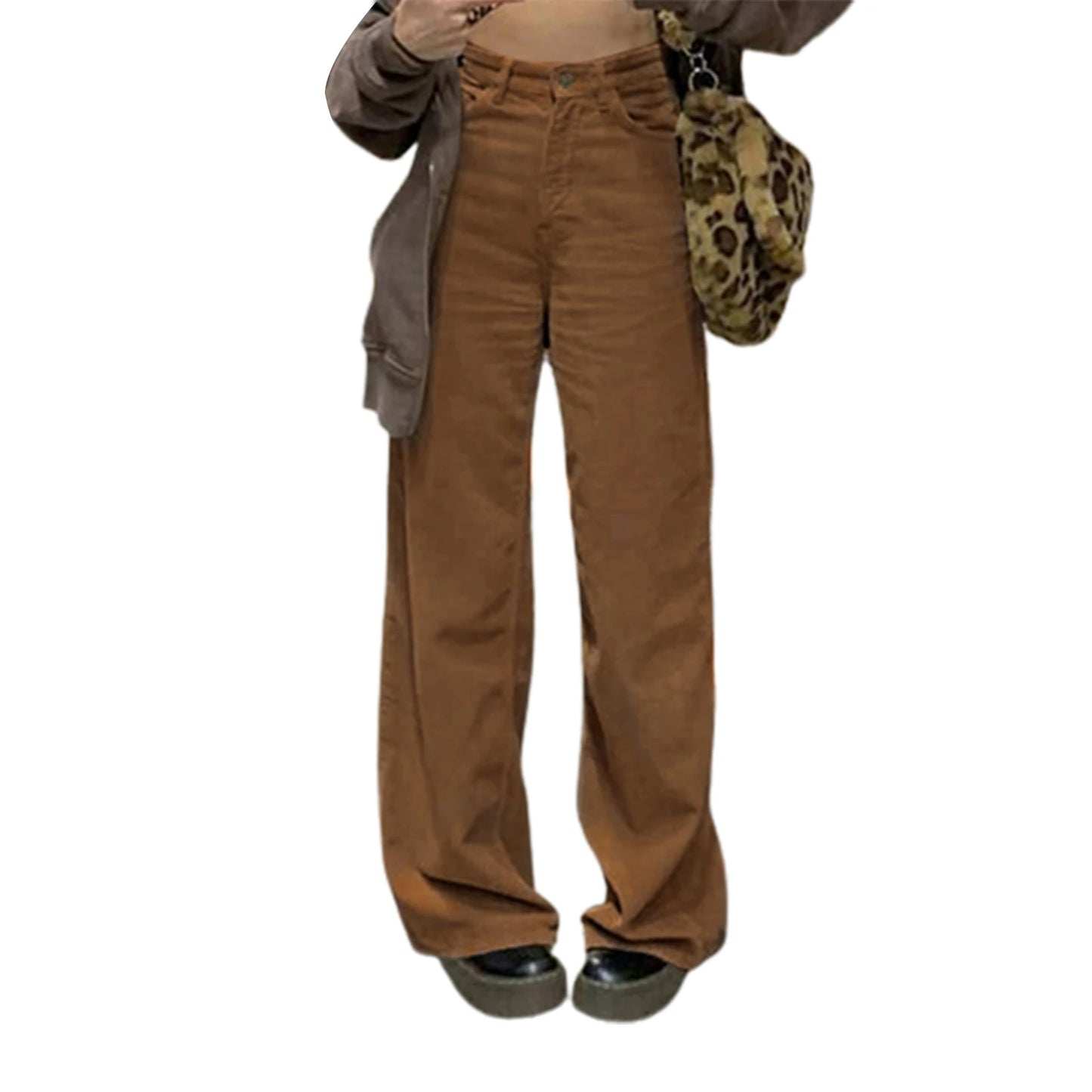 High Waist Straight-leg Pants for Women Solid Color Street Style Spring Trousers with Casual Chic Vibe