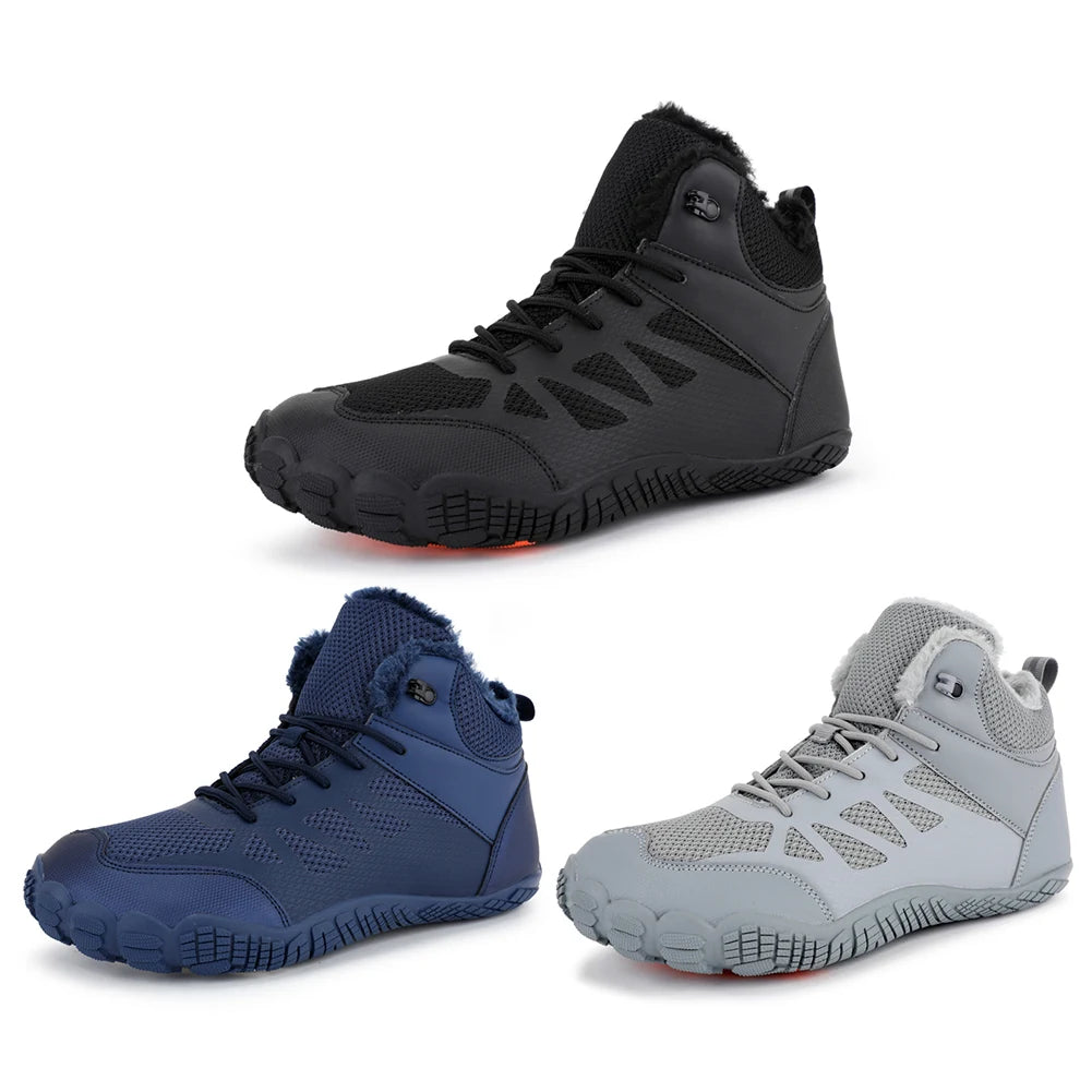 Womens Mens Barefoot Shoes Fur Lined Winter Snow Boots Anti-Slip Walking Shoes Outdoor Booties