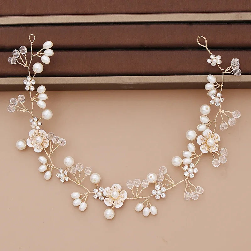 Pearl Headband  Hair Accessories Rhinestone Crystal Wedding Headband For Women Bride Head piece Hair Jewelry