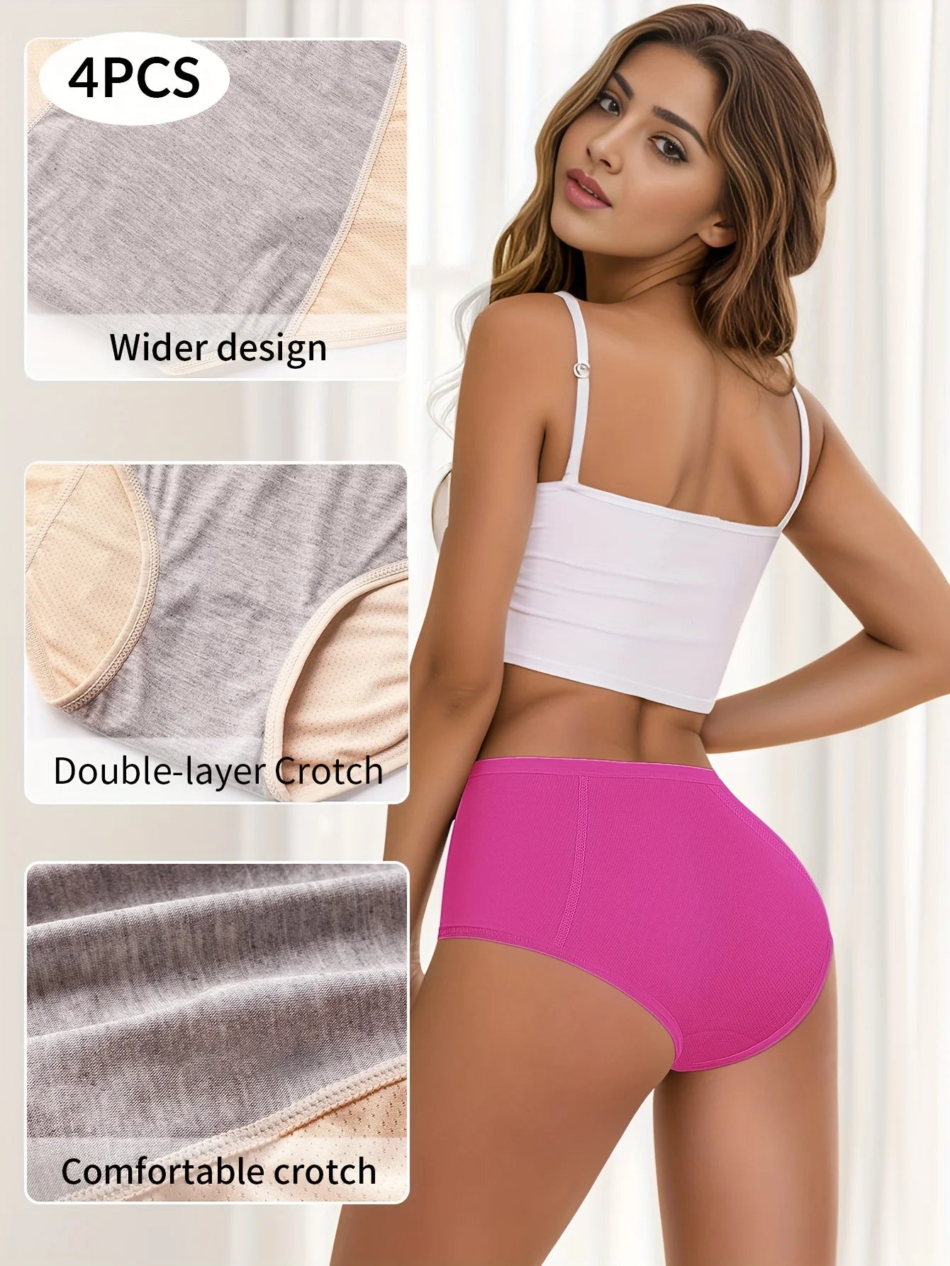 4pcs Physiology Women's Panties Breathable Mesh Silk Traceless Menstrual Leakage Prevention High Waisted Tummy Tightening