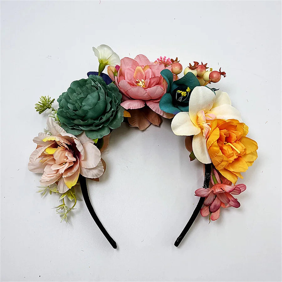 Fashion personality Boho Flower Crowns Headband For Women Faux Floral Hairband