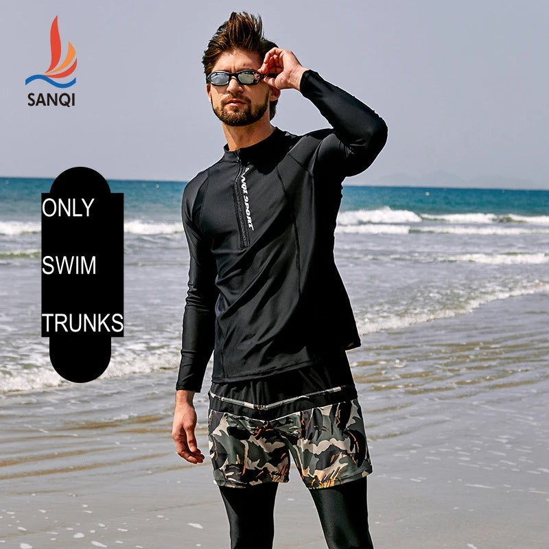 Men 3Pcs Long Sleeve Quick-Dry Water Sports Surfing Beach Rash Guard Professional WaterProof Outdoor Athletic Bathing SwimWear