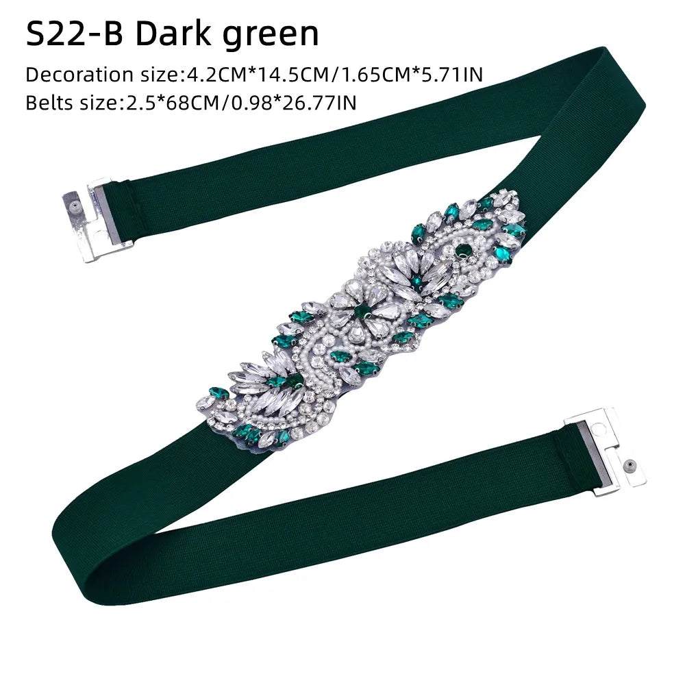 Elastic Belt Fashion Sparkly Rhinestone Stretch Waistband