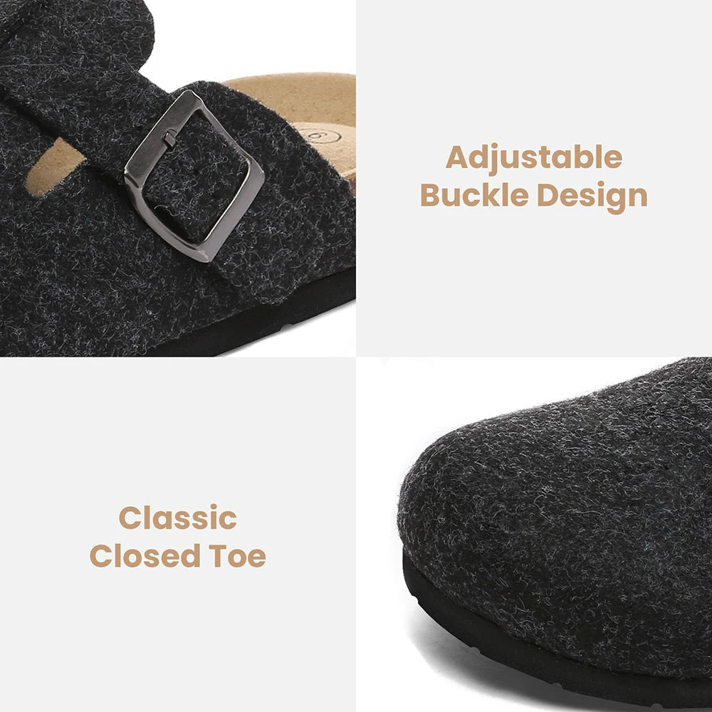 Women's Suede Clogs Shoes Adjustable Buckle Slip Casual Fashion Footbed Home Clog