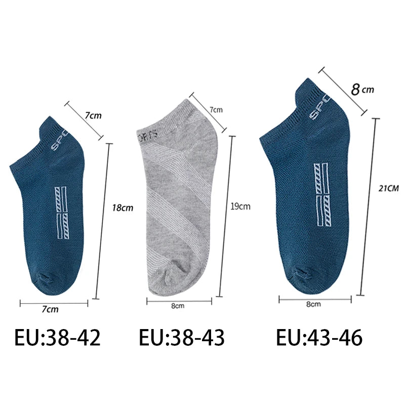 5 Pairs/Lot High Quality Men Ankle Socks Breathable Cotton Sports Mesh Casual Athletic Thin Cut Short Plus Size