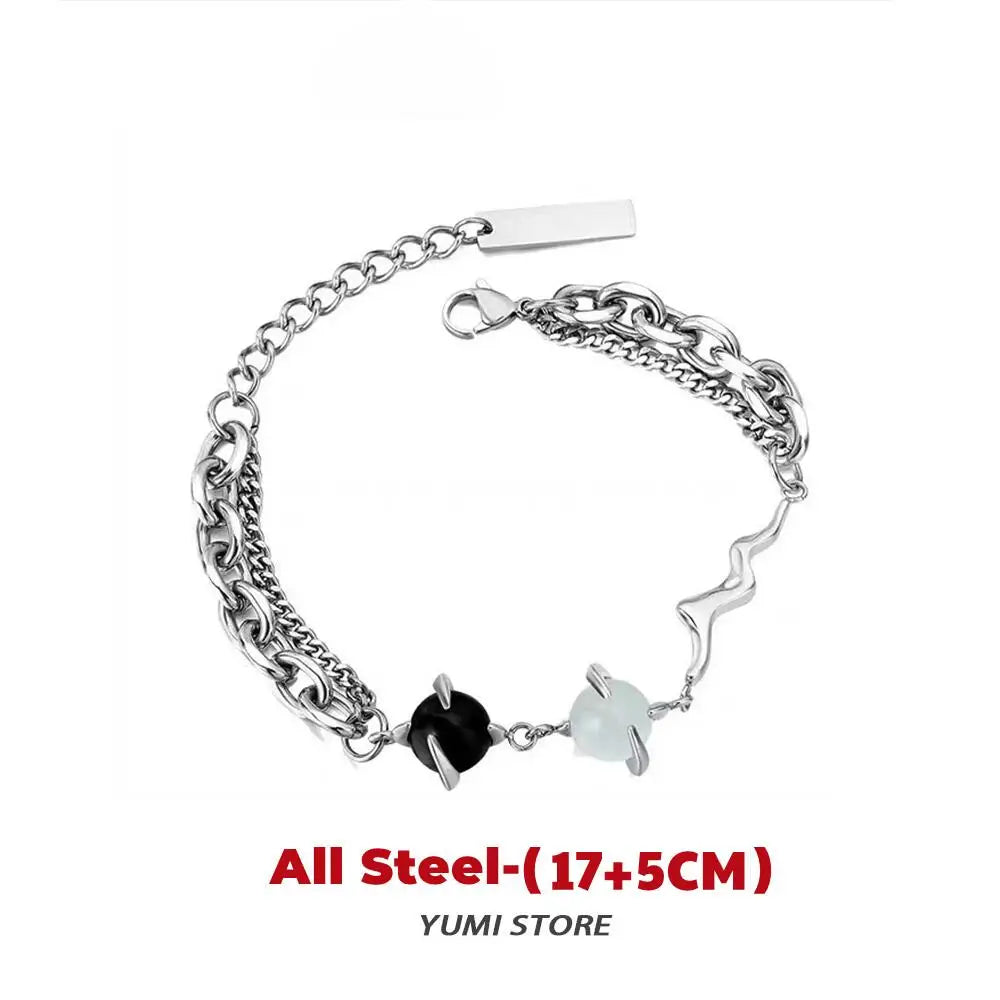 Retro Flame Cross Bracelet For Men Woman Hip Hop Titanium Steel Splice Chain Charm Unisex Jewelry