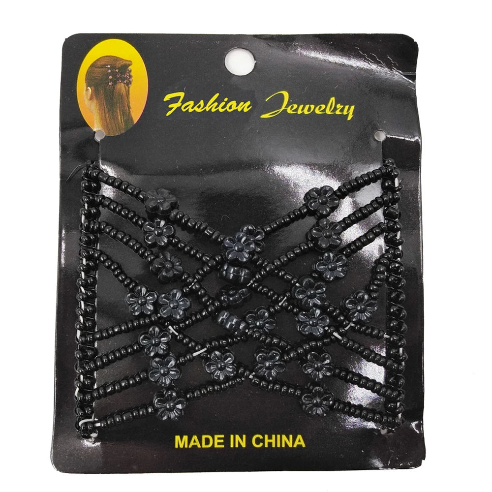Beads Hair Combs Shiny Rhinestone Beaded Hair Claws Magic Tuck Comb Updo Accessories Elastic Headwear Bun Ponytail Holder
