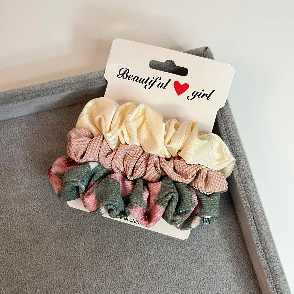 3PCS/Set Corduroy Knitted Small Scrunchies Elastic Hair Ties Women Girls Satin Ponytail Rubber Hair Bands Rope Hair Accessories