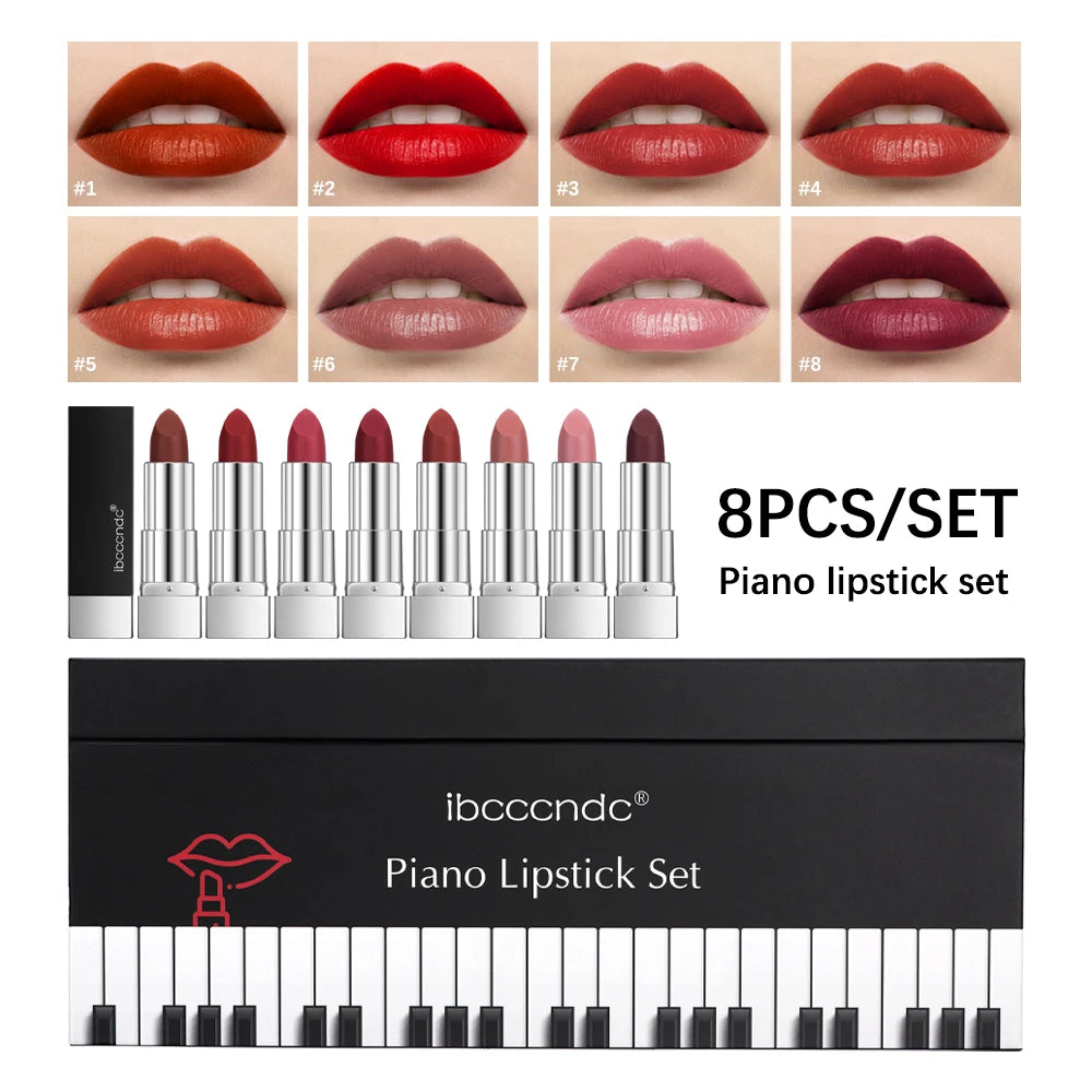 8Pcs/Set Velvet Matte Lipstick Long Lasting Waterproof