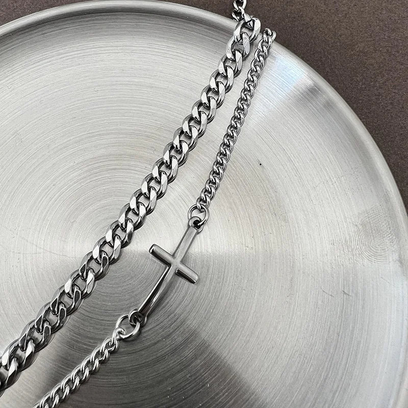 Stainless Steel Cross Cuban Chain Bracelet Set for Men  Snake Chain Bracelets Fashion Unisex Jewelry Gifts
