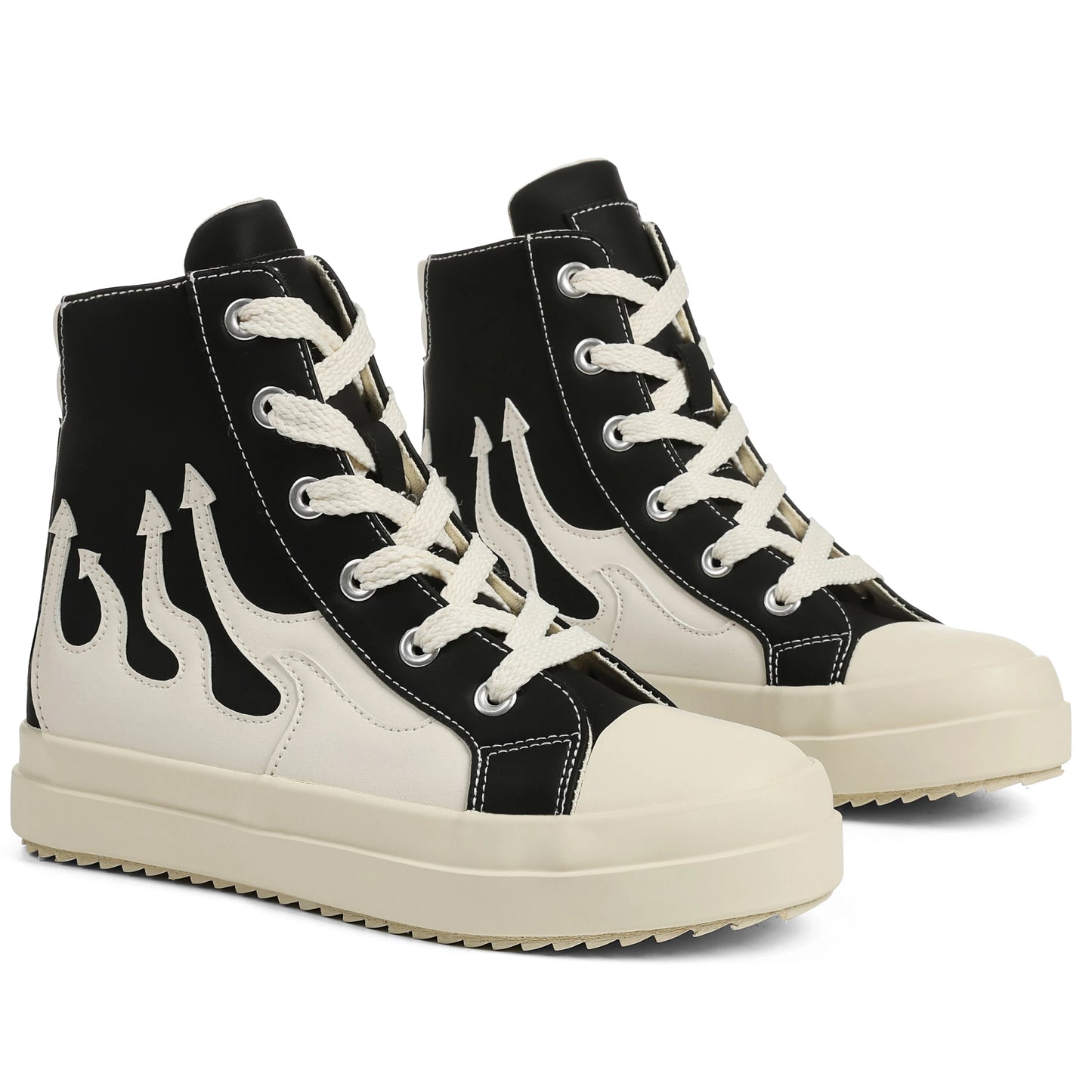 Lace-up  Ankle High Fashion Flame Mixed Colors Thick Bottom Casual Comfortable Sporty Sneakers