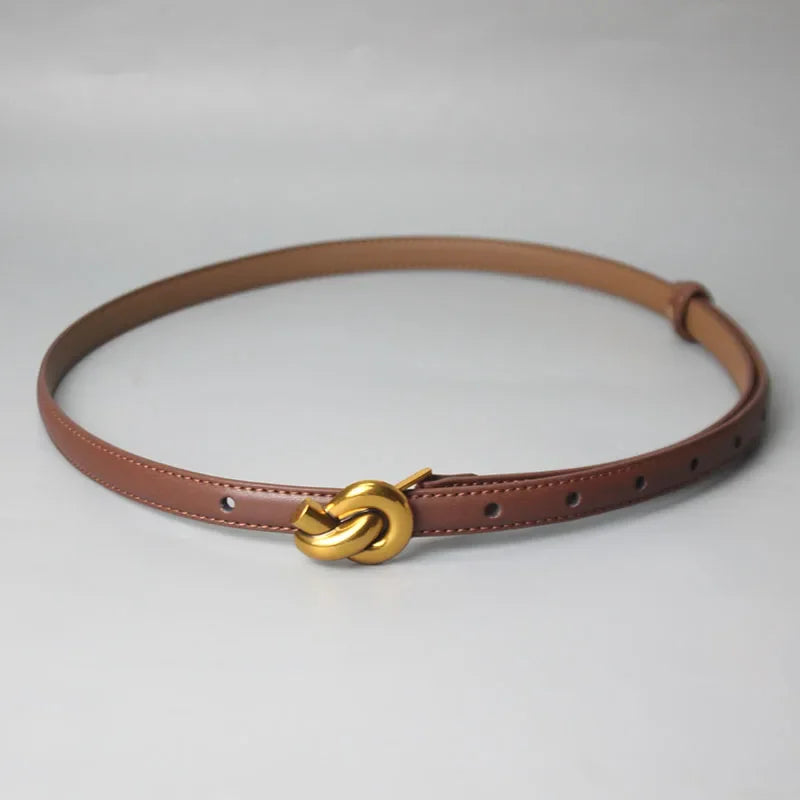 Genuine Leather Women Fashion Belt Knot Buckle Waistband Cummerbund For Dress  Jeans