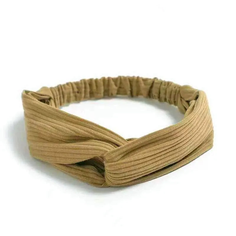 Boho Women Soft Solid Print Headbands Vintage Cross Knot Elastic Hairbands Turban Bandanas Hair Bands Hair Accessories