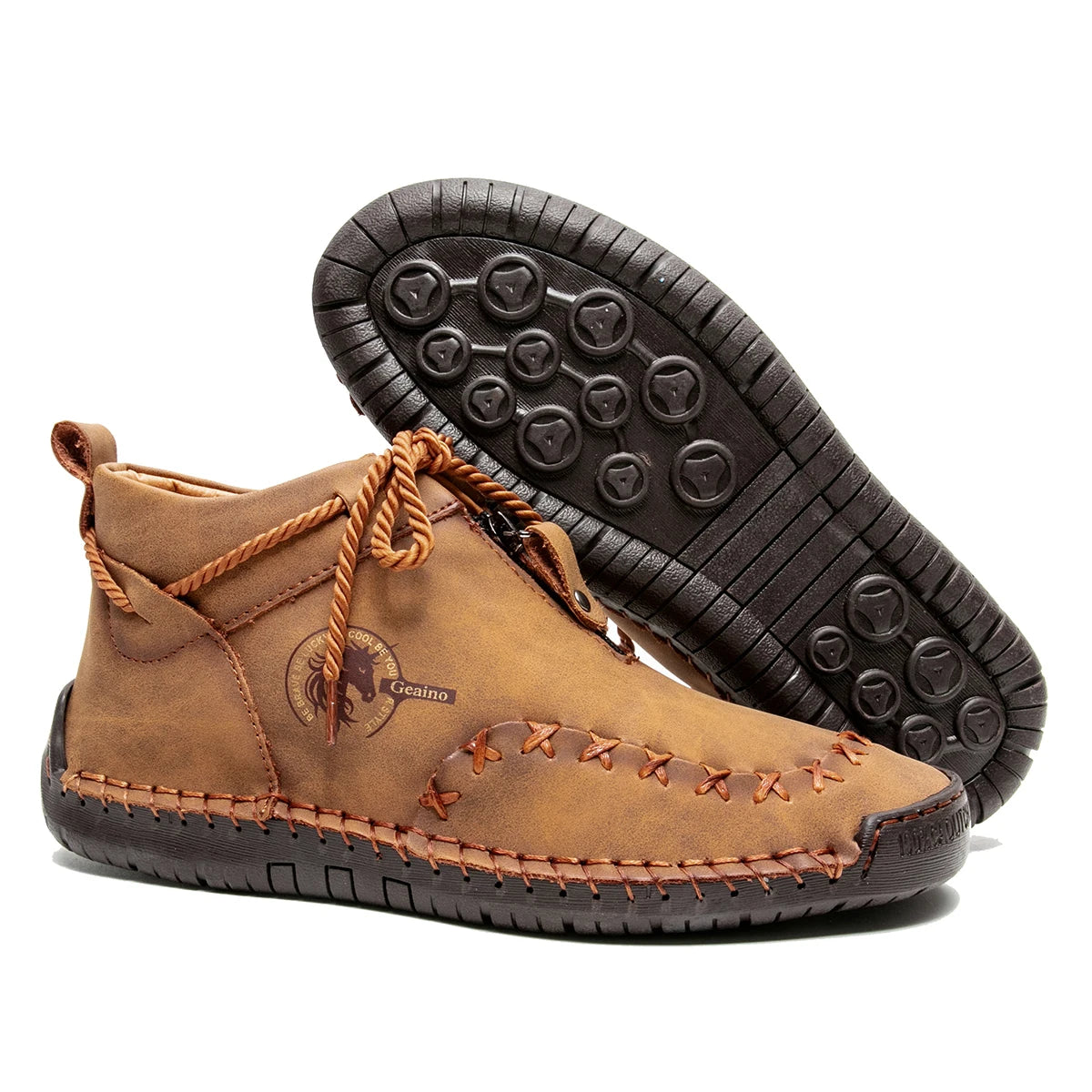 Western Chic Handmade Ankle Boots - Premium Hand-Stitched, Soft Leather, Casual Outdoor Shoes