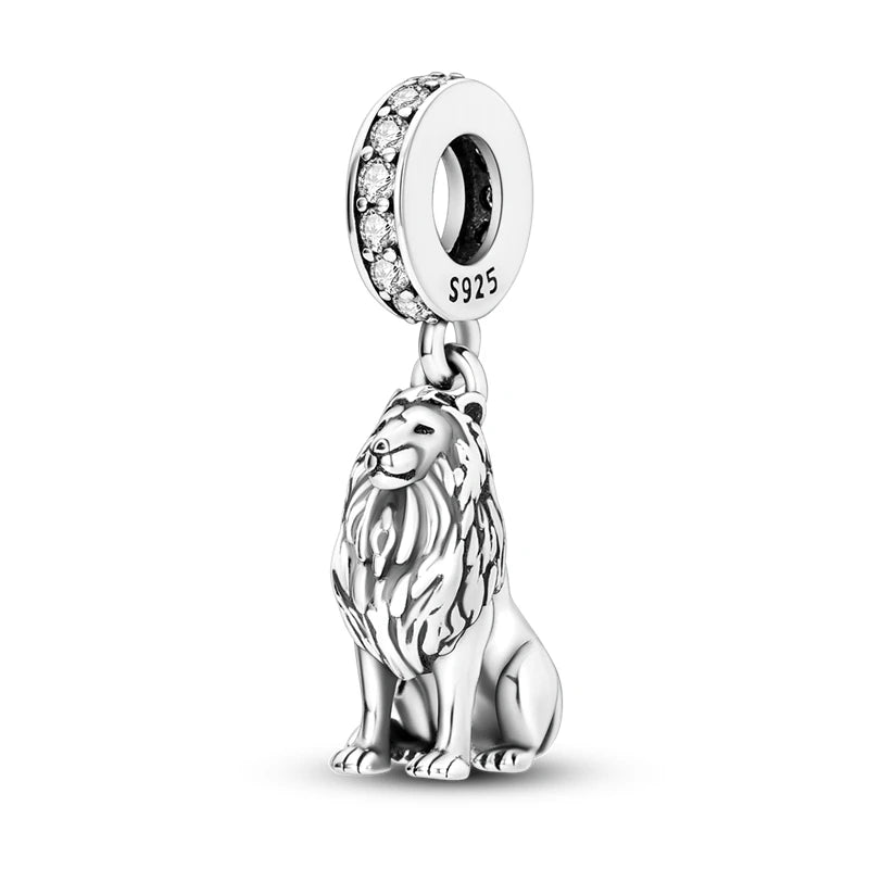 925 Sterling Silver Lion Dragonfly Animal Pendant Bracelet Charms