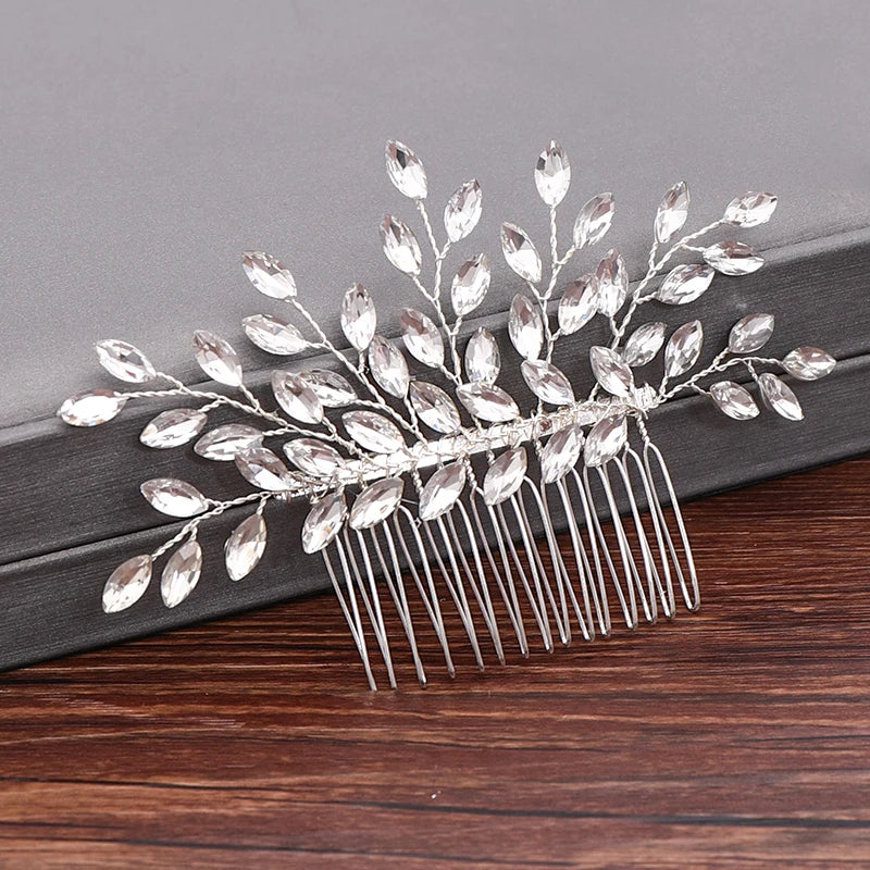 Hair Combs  Hair Accessories For Women Hair Jewelry Silver Color Pearl Rhinestone Head Jewelry Women Accessories