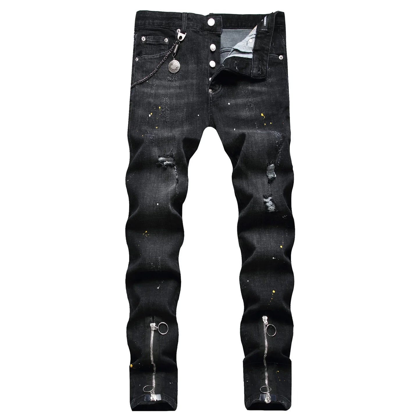 Skinny Denim Jeans Holes Jeans Italian Style Stretch Ripped Denim Pants Quality Denim Trousers