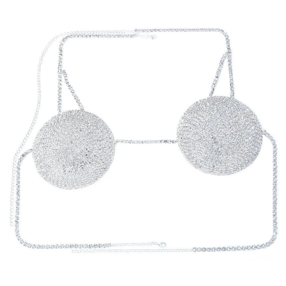 Round Crystal Bra Top Rhinestone Lingerie Chain Body Jewelry