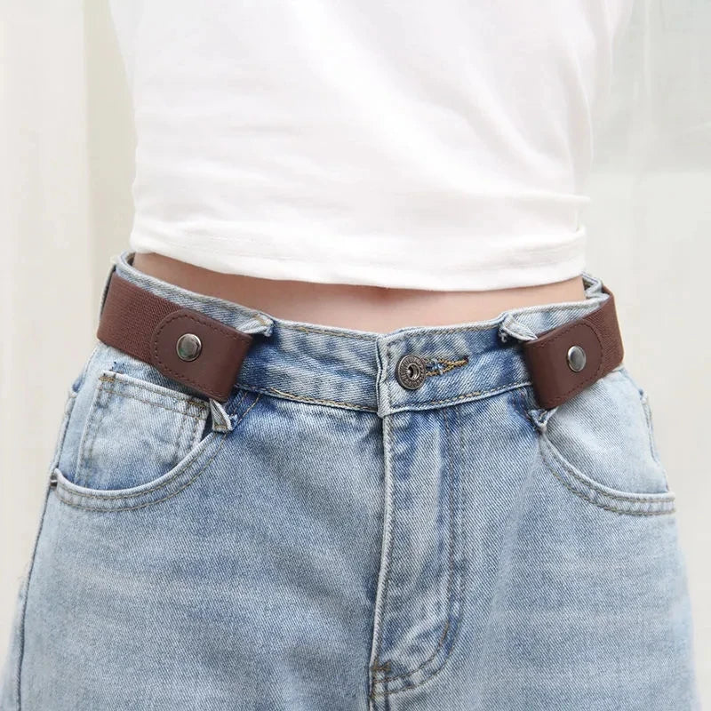 Simple And Fashionable Women's Belt Elastic Woven Invisible And Seamless Unisex Jeans Belt Length Adjustable