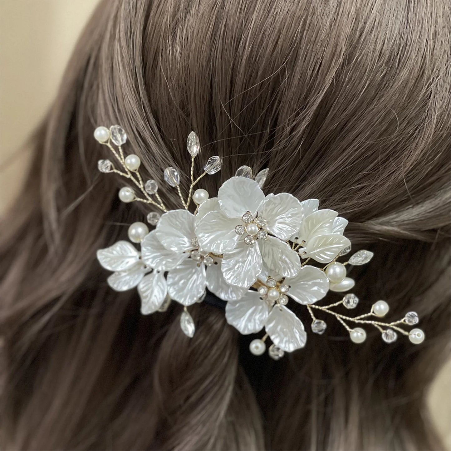 Pink/White/Blue Flower Hair Clips Handmade Pearls Floral Hairpins for Hair Jewelry Elegant Bridesmaids Headdress