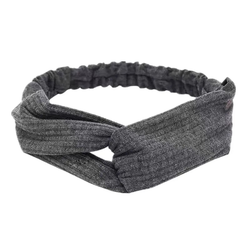 Boho Women Soft Solid Print Headbands Vintage Cross Knot Elastic Hairbands Turban Bandanas Hair Bands Hair Accessories