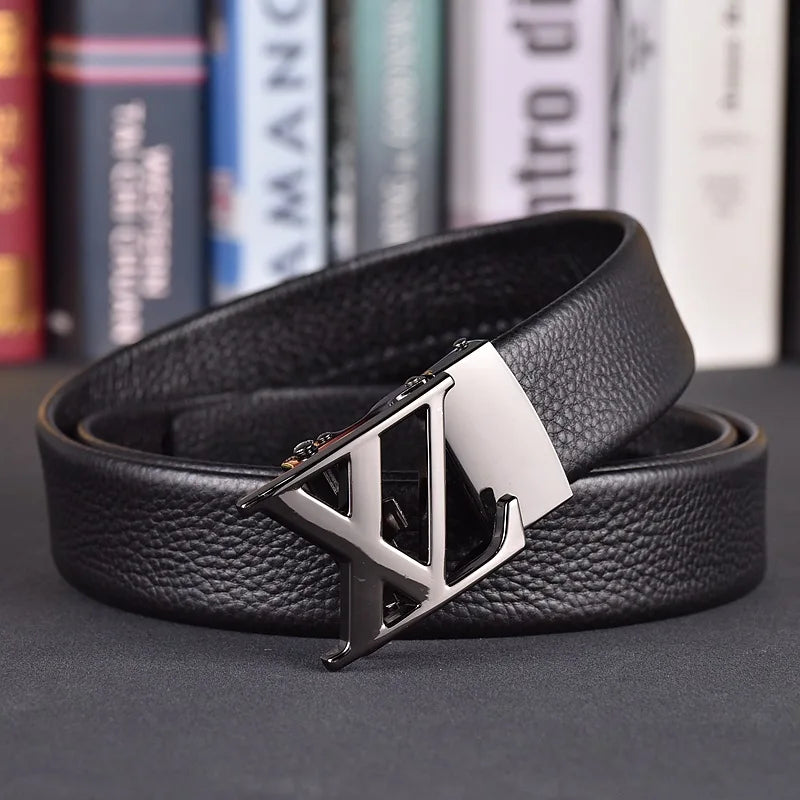 Designer fashion automatic buckle jeans high-quality material belt
