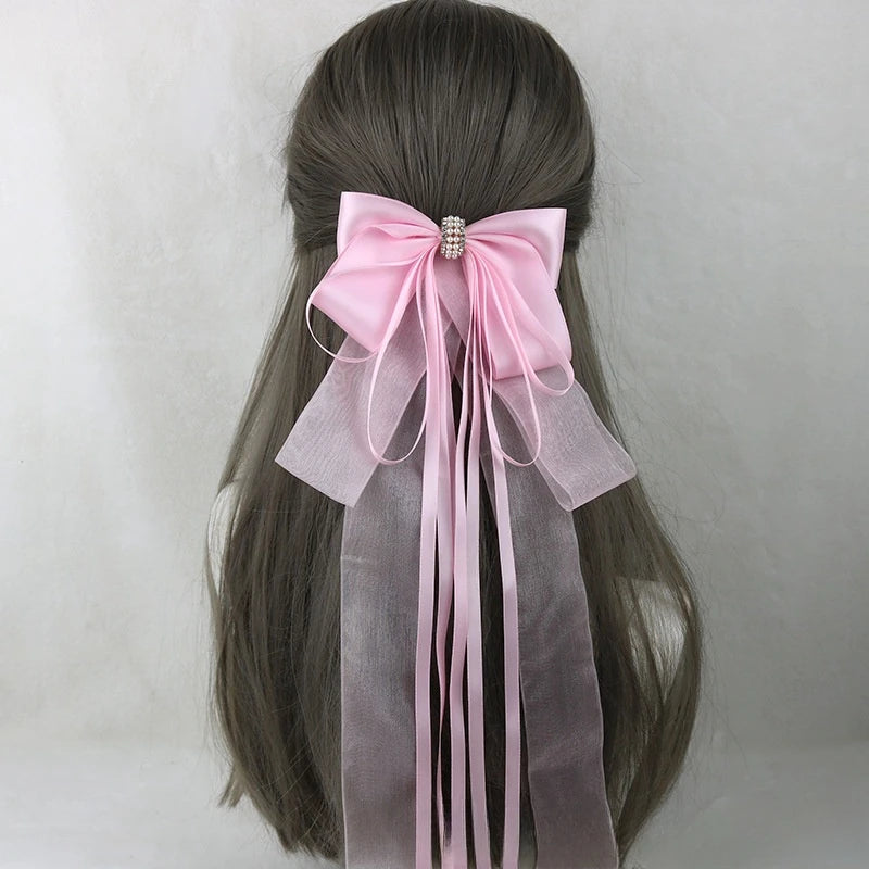 Ribbon Bow Headband With Hairpins Wide Hair Hoop Lace Ruffled Tassels Hair Bands Sweet Hair Accessories