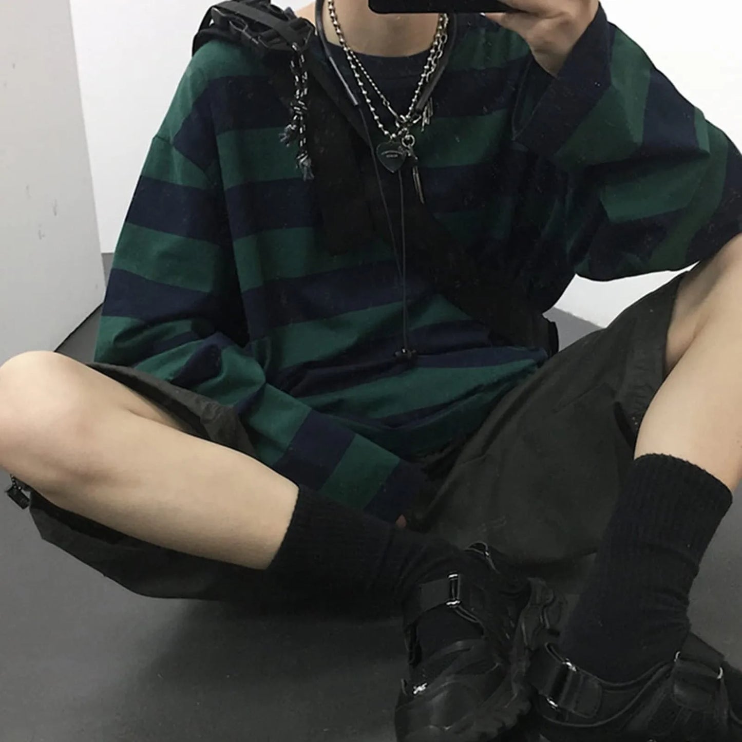 Women Striped T-shirt Long Sleeved Bottoming Shirt Women Crew Neck Loose Oversized Tops