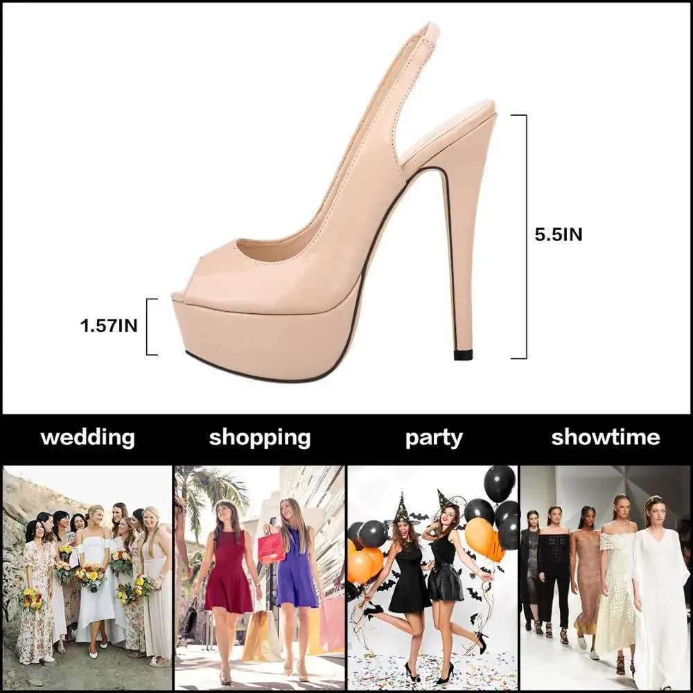 Women Sandals 14CM Super High Heels Sexy Open Toe Platform Sandals Gladiator Party Dress Shoes Plus Size