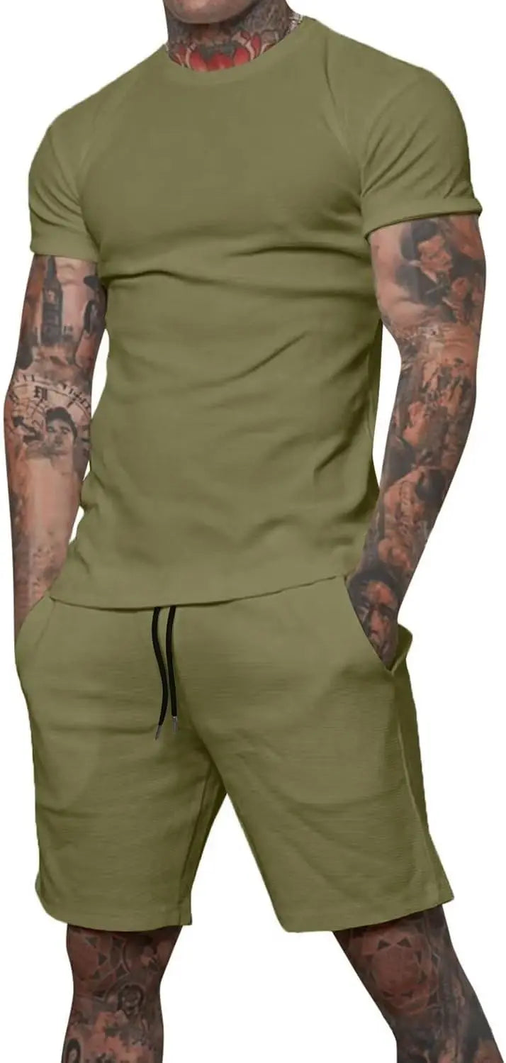 Boutique men's shorts suit 2 piece clothing fashion summer casual sportswear and shorts suit