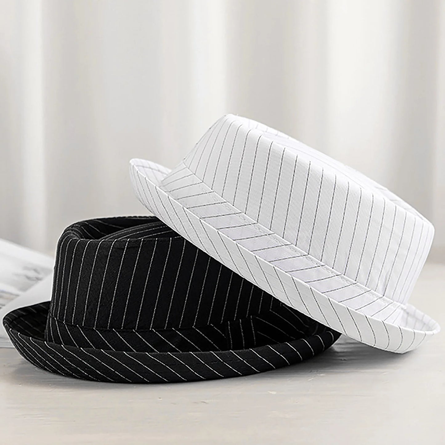 Casual Fashion Men Striped Short Hat Brim Fedoras Classic Neutral Soft Tweed Dress Hat Suitable for Camping and Hiking and fun