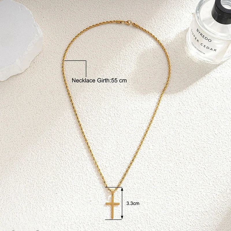 Stainless Steel Cross Pendant Necklace for Men Women Minimalist Gold Color Jewelry Male Female Necklaces Chokers Gifts