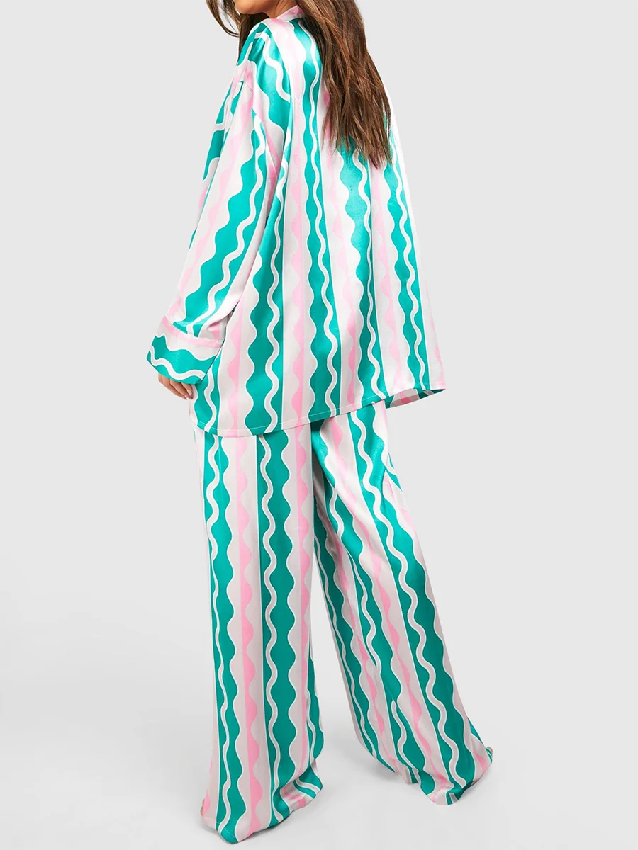 Checkered Print Loungewear Set Short Sleeve V-Neck Button Up Tops Cropped Pants Cozy Sleepwear Ensemble