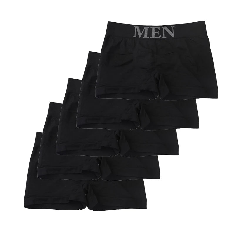5 Pcs Thin Style Men's High Elastic Plain Color Comfortable Boxer Briefs Panties Breathable