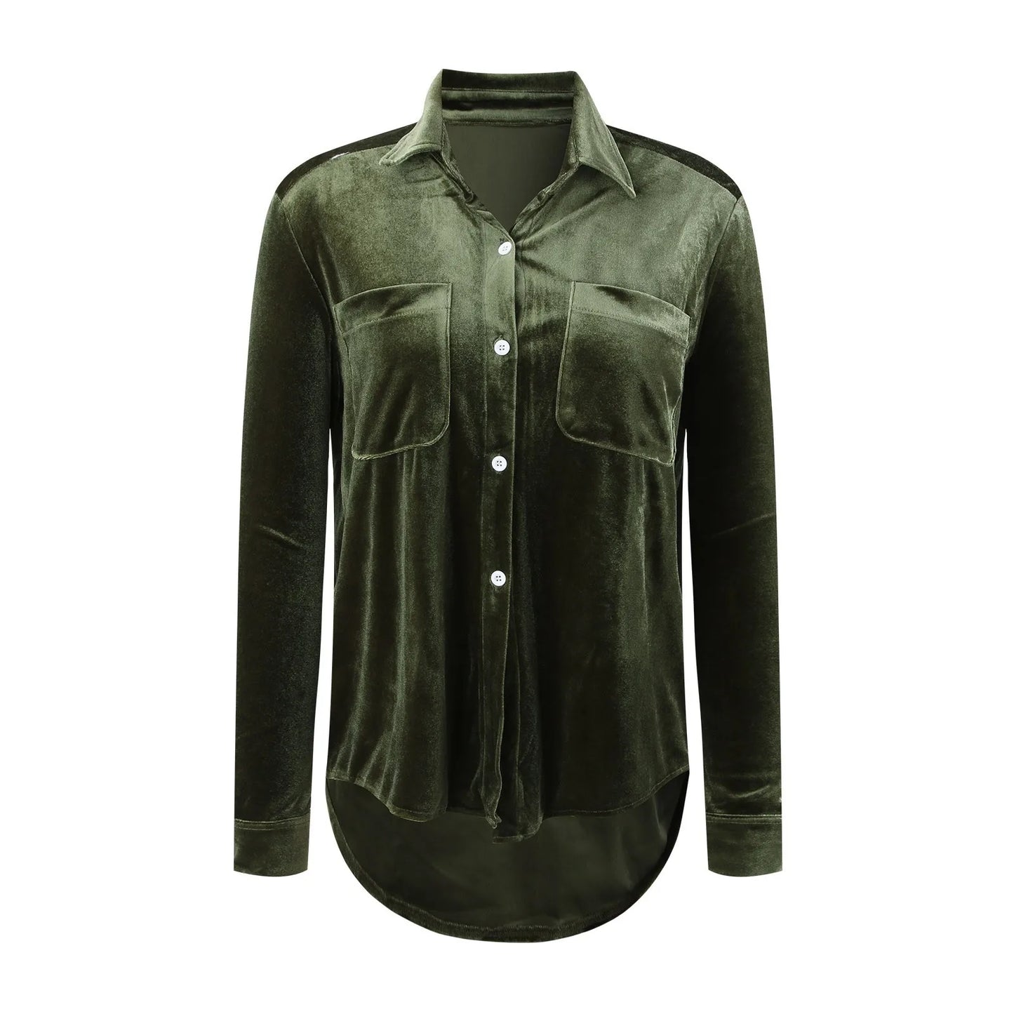 Elegant Velvet Shirt Women V Neck Long Sleeve Loose Fitting Temperament Blouse Tops Casual Versatile Shirts