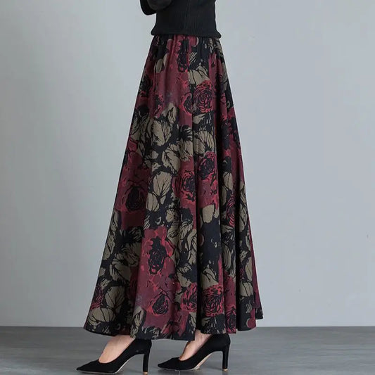 Pocket Skirt High Waist Vintage Floral