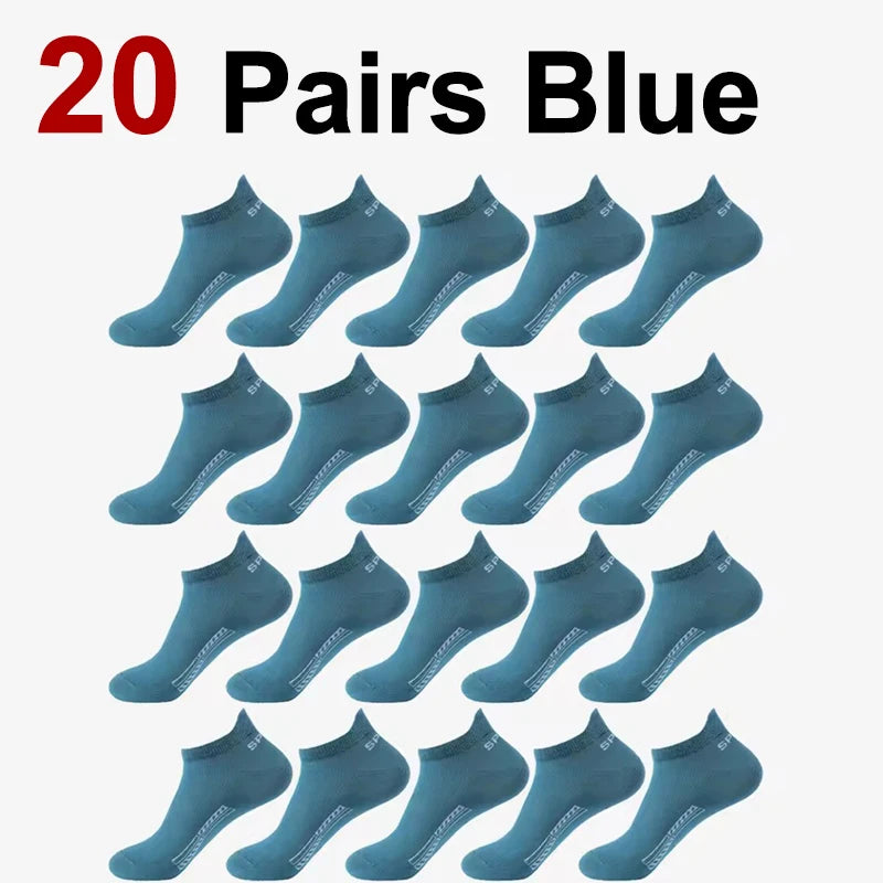 10/20 Pairs Men Short Socks Trendy High-Quality Low Cut Round Neck Ankle Socks Mesh Breathable Sports Casual Men Boat Socks