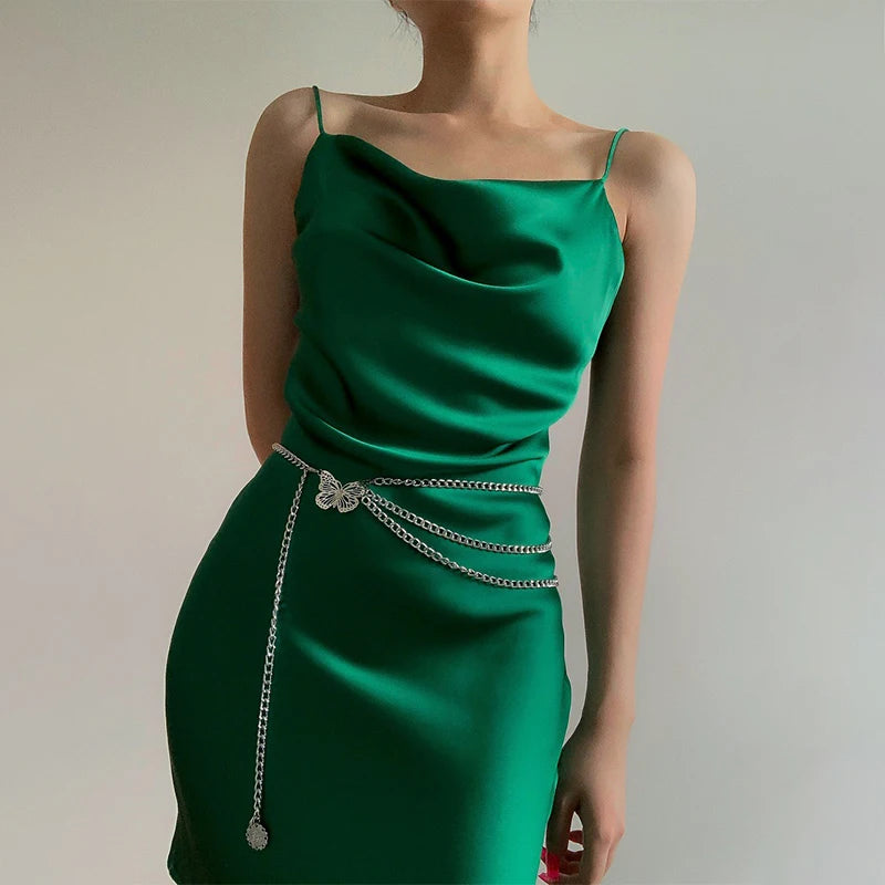 Butterfly Waist Chain Elegant Multi-Layer Butterfly Tassel Waist Chain Belt For Women Metal High Waist Chain Dress Lady Belt