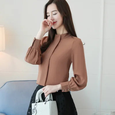 Long Sleeve Casual Chiffon Blouse  Office