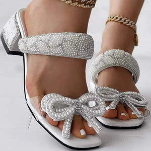 Diamond Bow Sandals And Slippers For Women Thick Heeled Sandals Slippers Large Size  For Women Sexy