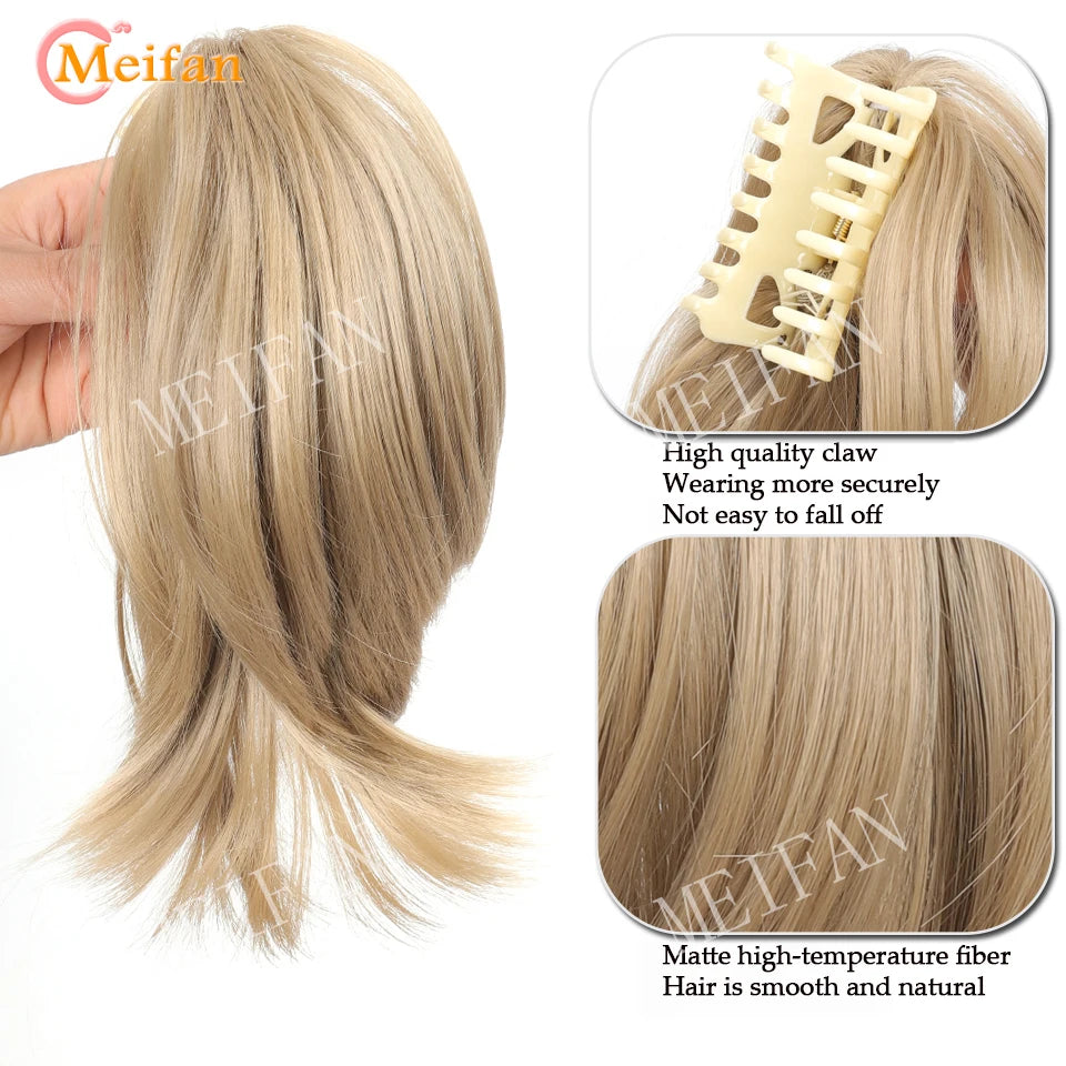 Synthetic Straight Claw Clip Chignon Fluffy Donut Messy Hair Bun Clip in Hairtail Extensions Natural Hairpieces for Women