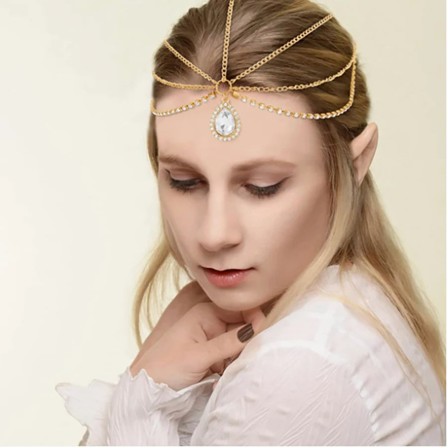 Fashion Bridal Wedding Hair Jewelry Accessories For Women Indian Boho Imitation Pearls Head Chain Head Piece Bijoux Femme