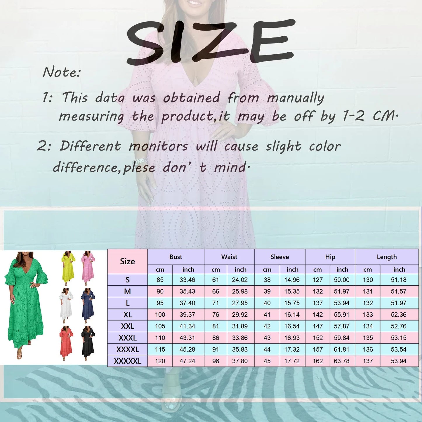Women's Elegant V-neck  Hollow Out  Long Dress Summer  Casual Flare Sleeve  Dress
