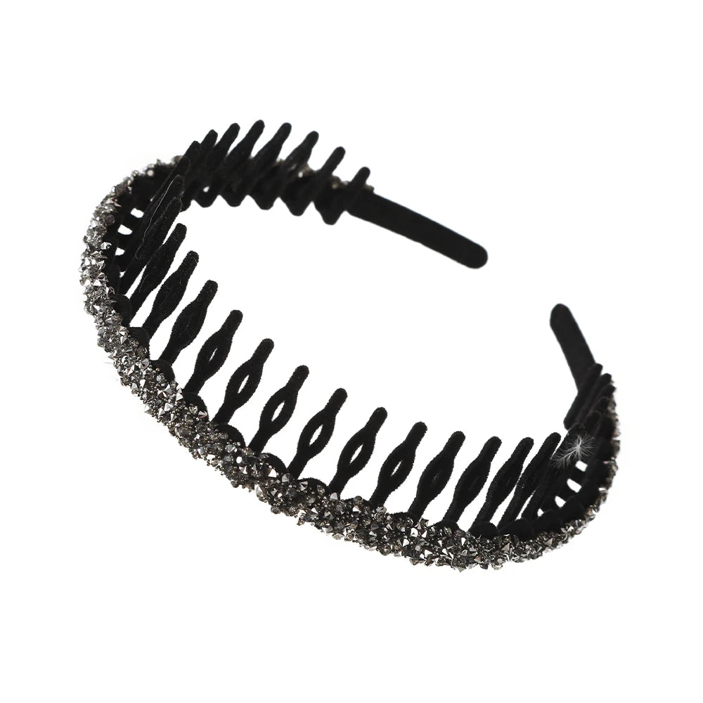 Luxury Non-slip Rhinestone Hair Hoops Bands Women Tooth Elastic Headbands For Women Shiny Hair Hoops Bezel Accessories